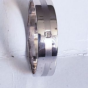 14kt Diamond Princess White Gold Band Size 13 3/4